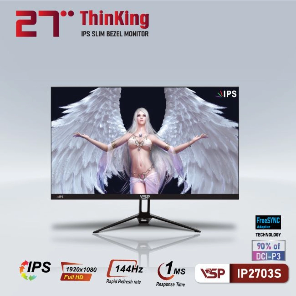 Màn hình máy tính LCD VSP IP2703S | 27 inch/Full HD/Tấm nền IPS/165Hz Gaming